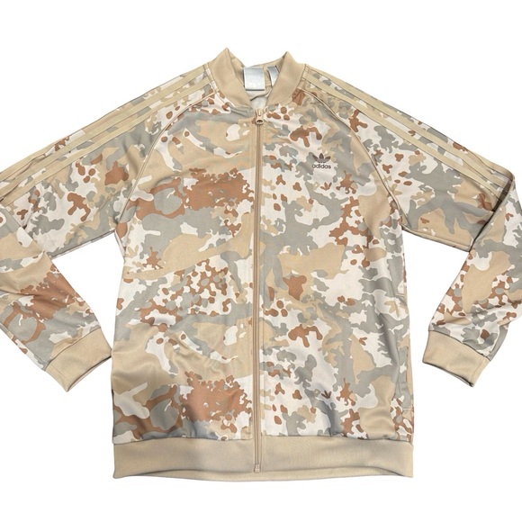 adidas Other - Adidas Kids Beige Camo Zip Up Athletic Jacket